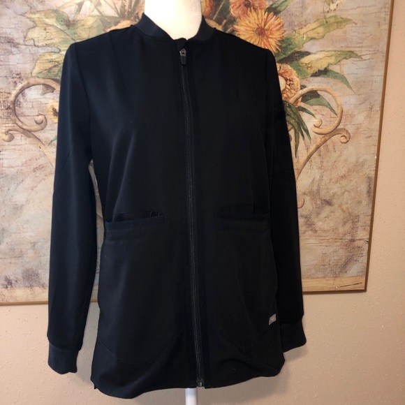 Sz XS Figs Black Bellery Bomber Scrub Jacket Women's X-Small - Picture 7 of 16